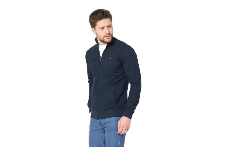 Erkek Lacivert Uzun Kollu Önü Fermuarlı Hırka 373 TL