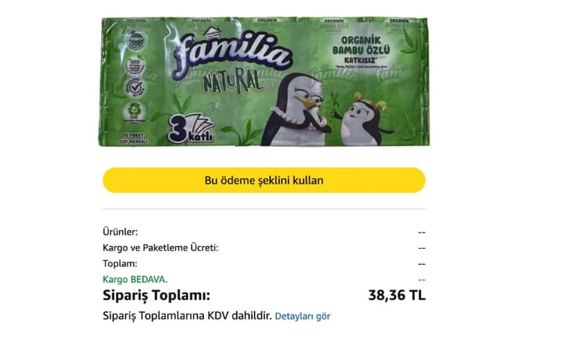 Familia Natural Cep Mendil 10 * 10 38₺
