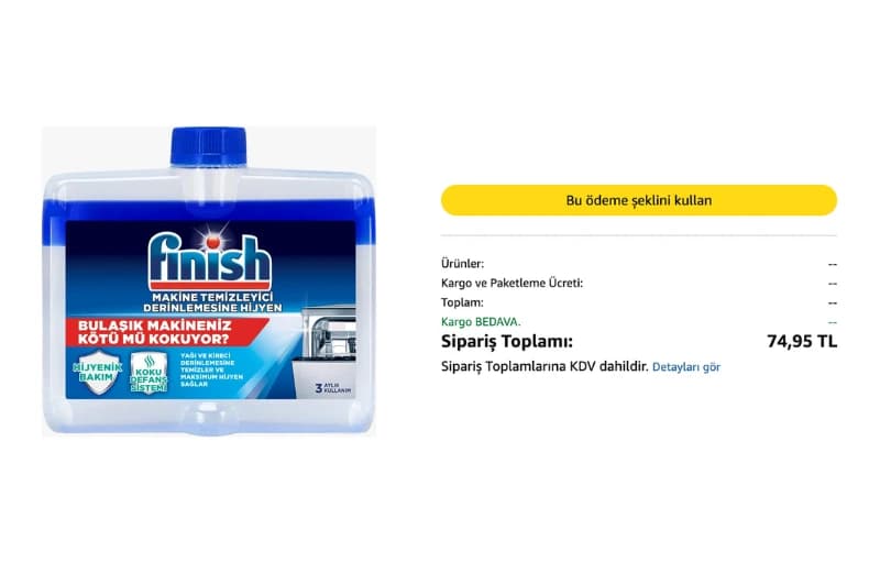 Finish Bulaşık Makinesi Temizleyicisi 74₺ (3 Adet Alımda 63₺) (kargo Bedava)