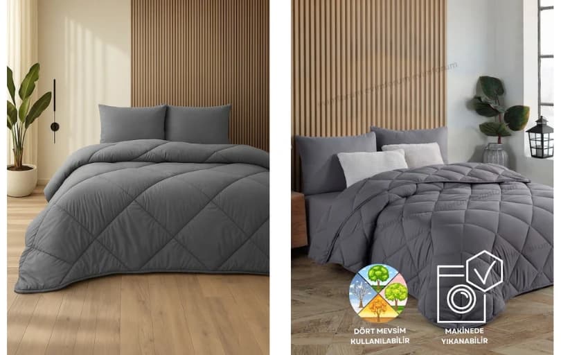 Formeya Antrasit Gri Soft Kışlık Çift Kişilik Yorgan 568 TL!