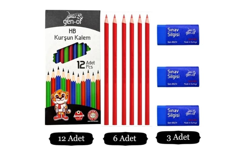 Gen-Of Hb Köşeli Kurşun Kalem-Silgi Seti 74₺ (Kargo Bedava)