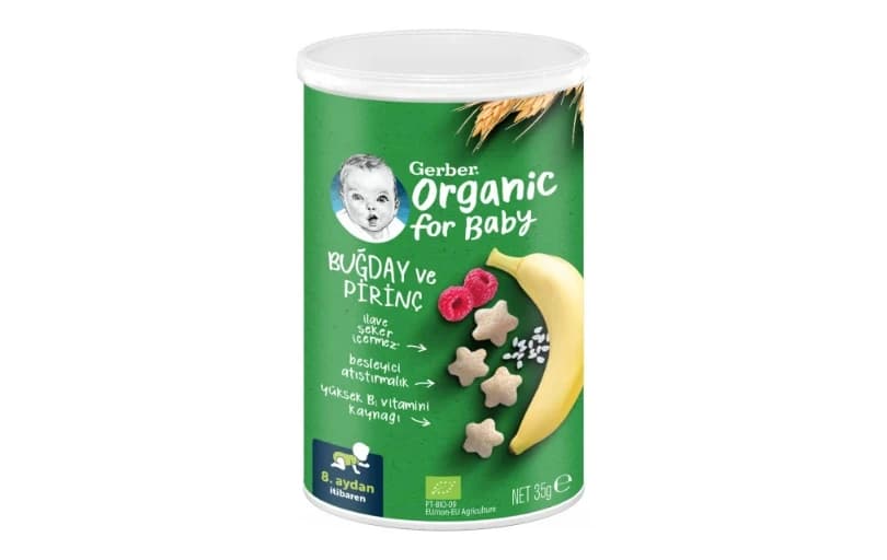 Gerber Organik Muzlu Ve Ahududulu Atıştırmalık 85,45 Tl