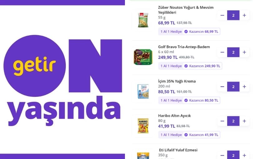 Getir'de 1 Alana 1 Bedava Kampanyası Başladı (Sınırlı Sayıda)