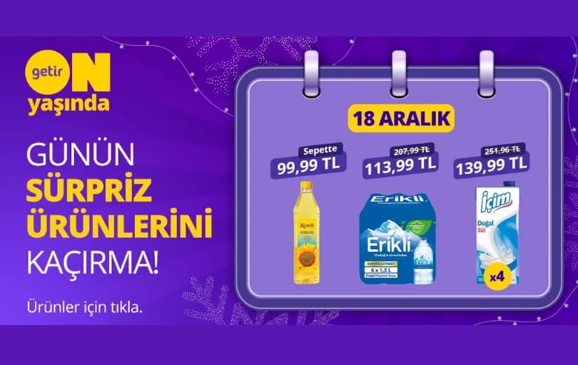Getir'de Perşembe Özel İndirimler (Yağ, Süt, Ev Bakım Ürünleri)
