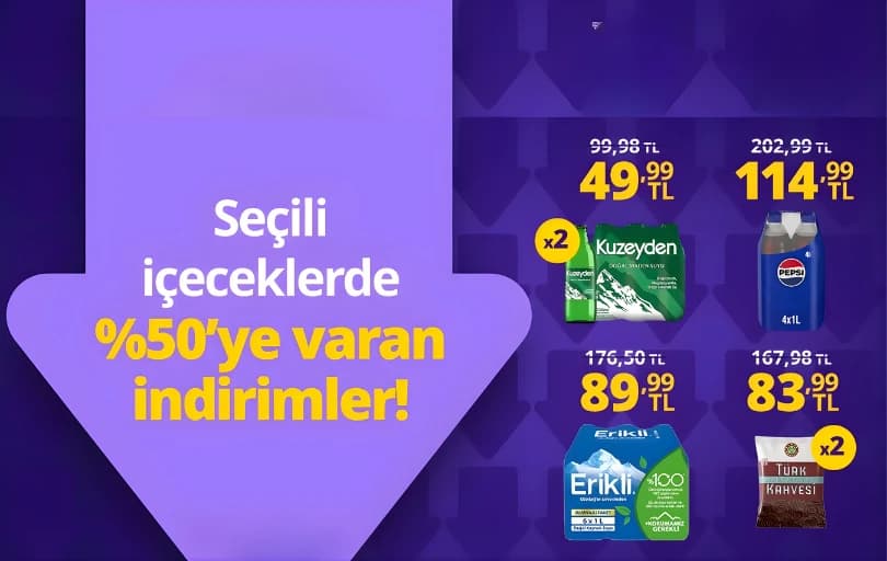 Getir– Seçili İçeceklerde %50’ye Varan İndirim!