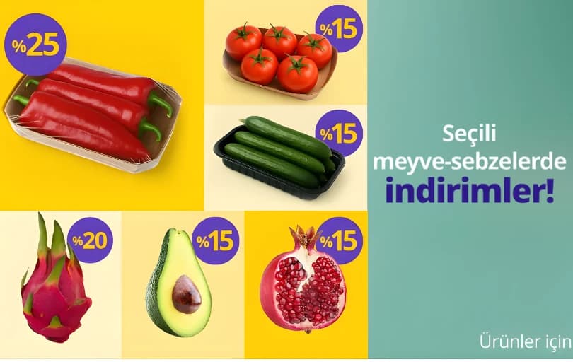 Getir– Seçili Meyve ve Sebzelerde %25’e Varan İndirim