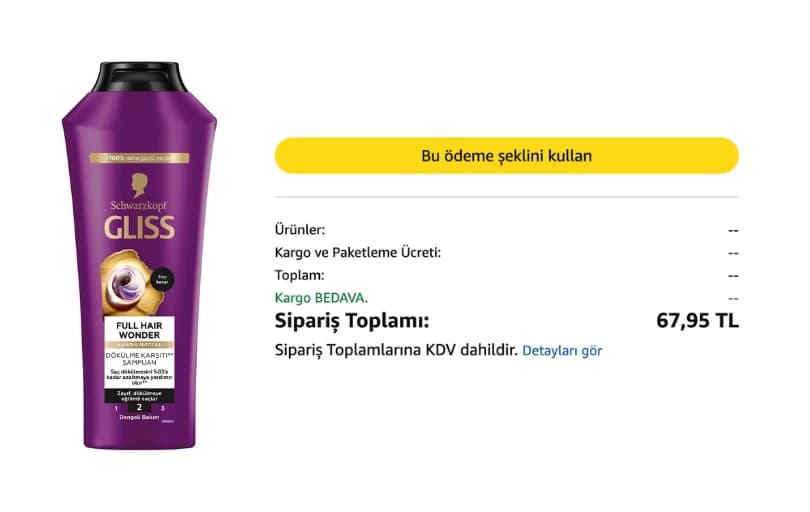 Gliss Full Hair Wonder Şampuan 400 Ml 67₺ (Kargo Ücretsiz)