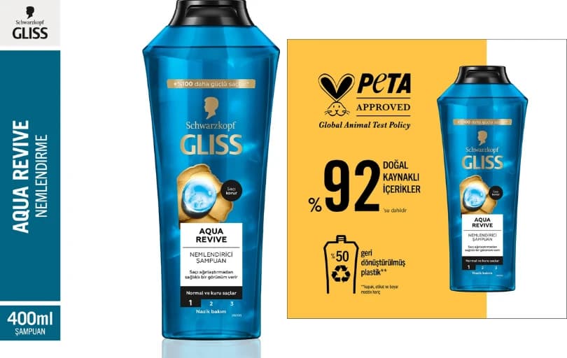 Gliss Hyalüron & Deniz Yosunu Özlü Nemlendirici Şampuan 400ml 84₺ (6 Adet Alımda 68₺)