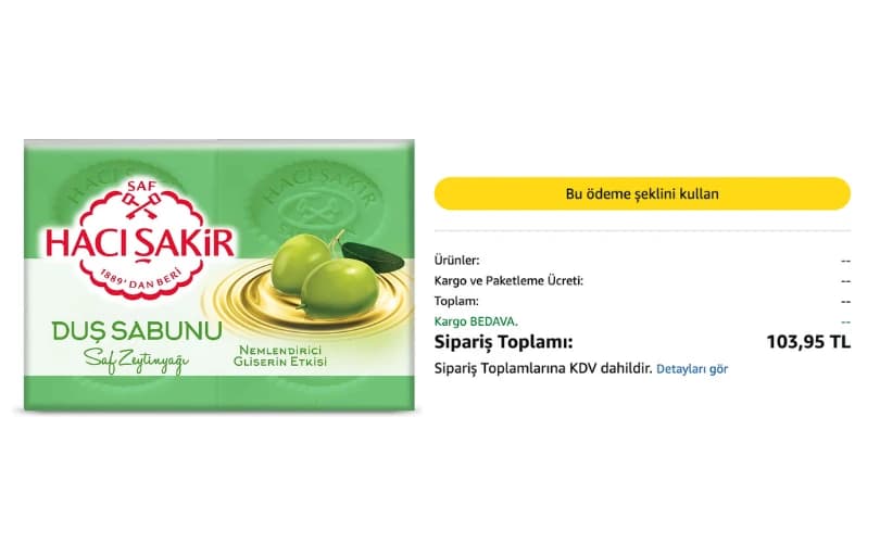 Hacı Şakir Zeytinyağı Duş Sabunu (4 Adet) 103₺ (3 Adet Alımda 77₺)