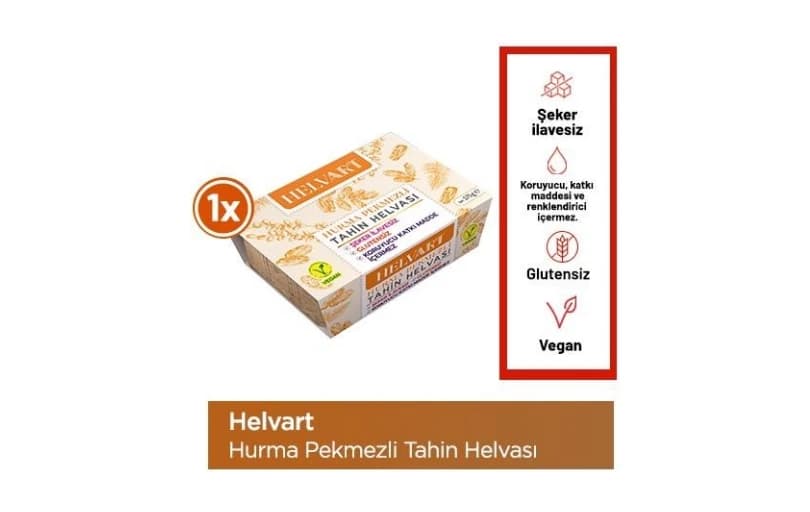 Helvart Hurma Pekmezli Şekersiz, Glutensiz Tahin Helvası 87 TL (3 Adet Alımda 58 TL)