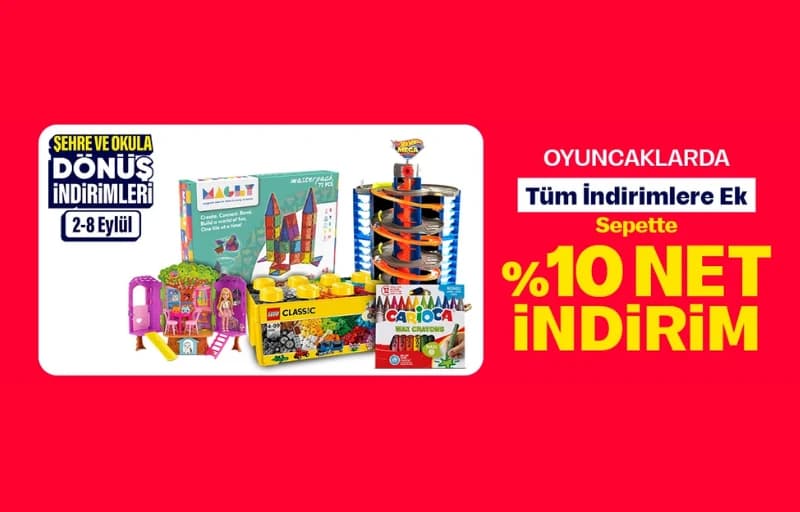 Hepsiburada Oyuncaklarda İndirimlere Ek Sepette %10 İndirim (İlk Yaş %50 İndirim)
