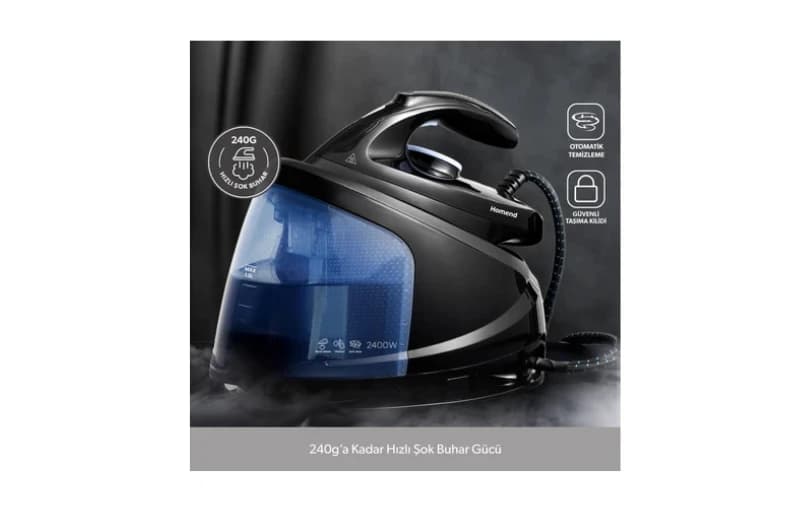 Homend Steamwork Buhar Kazanlı Ütü Siyah Mavi 2400 W 2.699tl