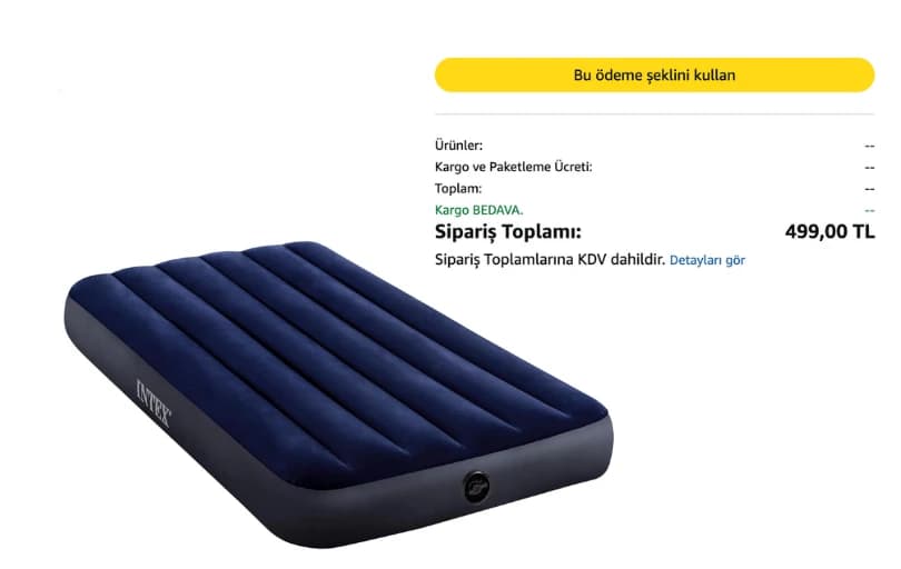 Intex Fiber-Tech Klasik Yatak 499₺ (Kargo Ücretsiz)