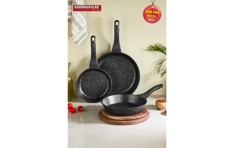 Kahramanlar Alüminyum Döküm Düz Tava Seti 3 Parça 20-24-28 Cm Sepette Kuponla 774 TL