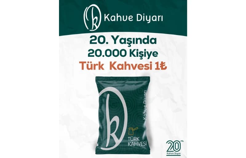 Kahve Diyarı Türk Kahvesi 100 gr 20. Yaşa özel 20.000 Stokla 1 TL ( Kargo Ücretsiz , Fiyat Sepette Düşer )