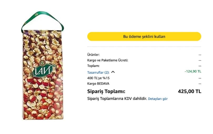 Kahve Dünyası Lavi Karışık Dolgulu Çikolata 1kg 425₺