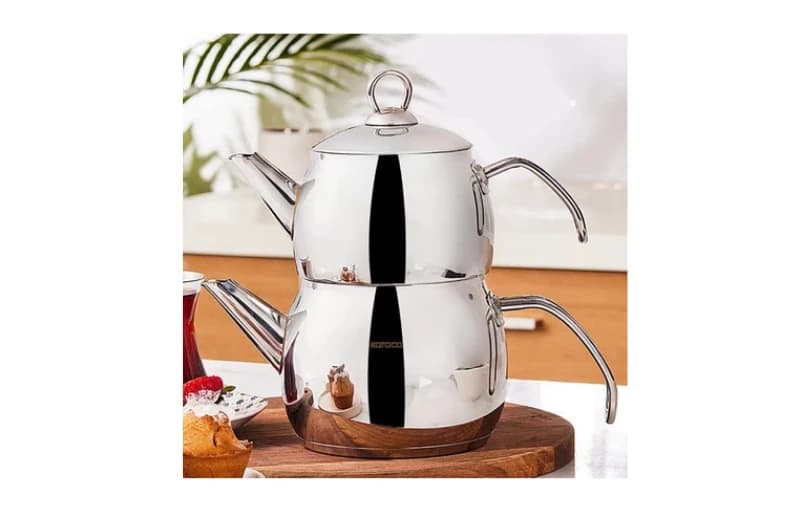 Karaca Belinay İndüksiyon Tabanlı Midi Metal Çaydanlık Takımı Paslanmaz Çelik 1-1,6 Lt 999tl
