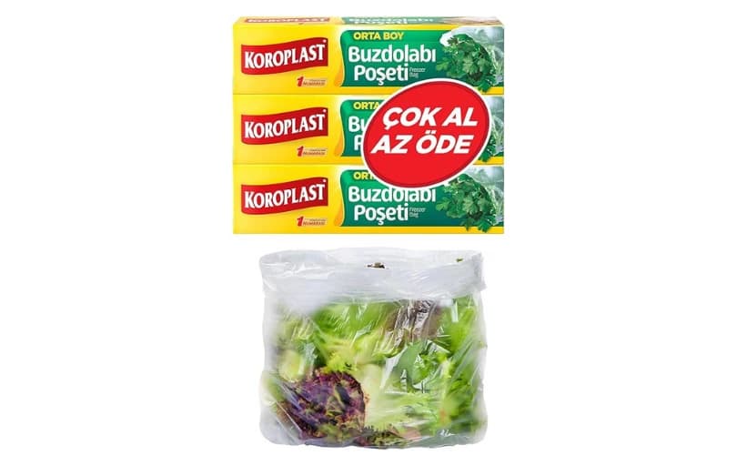 Koroplast 3'lü Çok Al Az Öde Ekonomik Paket Orta Boy 90'lı Buzdolabı Poşeti 71 Tl