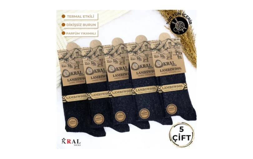 Kral Socks Erkek Kışlık Termal Etkili (5'li Paket) Çorap 139tl