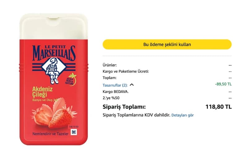 Le Petit Marseillais Duş Jeli (250 ml) 2 Adet Alımda 59,40 TL