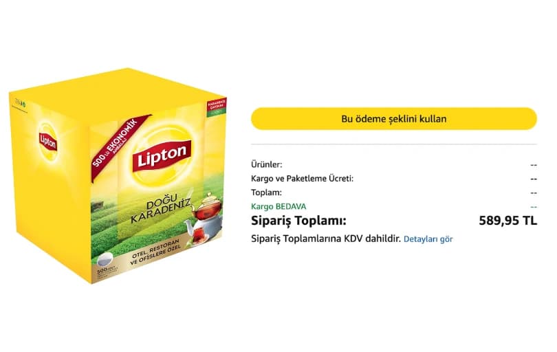 Lipton Doğu Karadeniz 500'lü Demlik Poşet Çay 589₺ (2 Adet Alımda 383₺) (kargo Bedava)