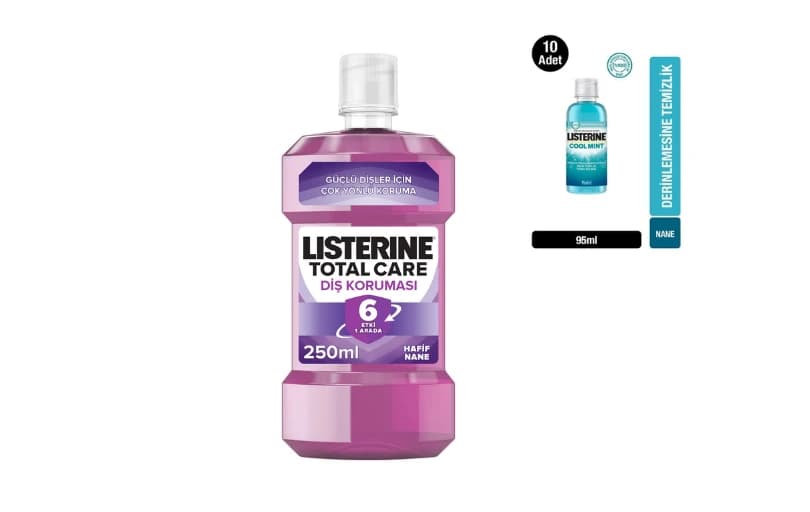 Listerine Total Care 1000 Ml + Cool Mint 95 Ml Ağız Bakım Suyu 200 ₺ (3 Adet Alımda 166 TL)