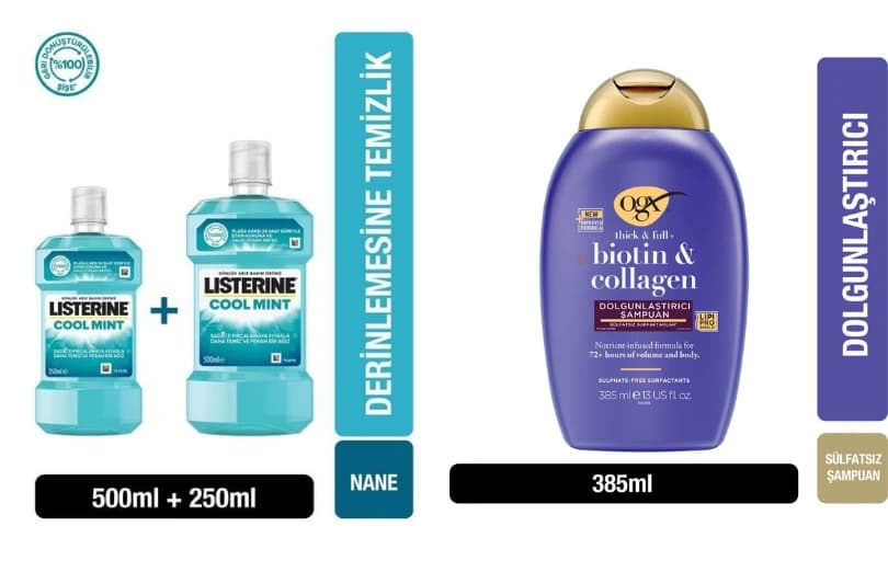 Listerine ve OGX Ürünlerinde 500'e 100₺ İndirim
