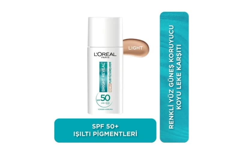 Loreal Bright Reveal Spf 50+ Renkli Fluid Günlük Yüz Güneş Kremi 50 Ml - Light 325tl (6 Ayın En Düşük Fiyatı)