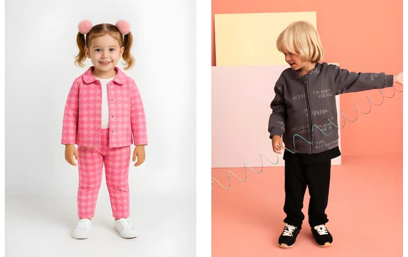 Luess Çocuk Giyimde 2 Al 1 Öde! (Kız Çocuk Kazayağı Desenli Likralı Alt Üst Takım 449 TL)