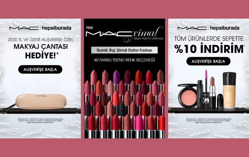 MAC %10 İndirim + 150 TL Kupon+ Hediye Makyaj Çantası