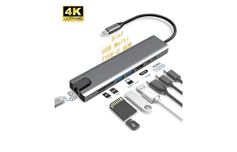 Macbook 8 In 1 4K Type C Usb 3.0 Hub Dock Station 265 ₺