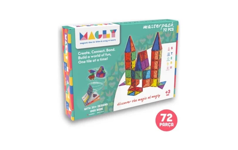 Magly Manyetik Yapı Blokları Renkli 3 Boyutlu 72 Parça 2.333tl