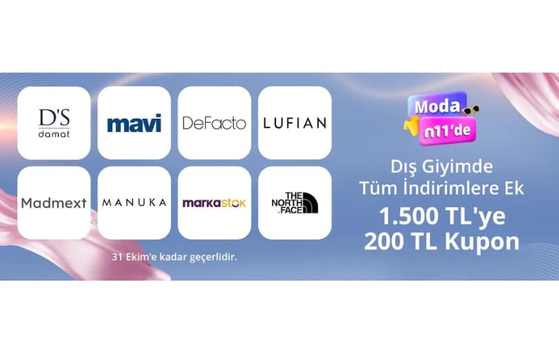 Mavi, Lufian, D’S Damat, DeFacto, Madmext, Manuka, MarkaStok ve The North Face Markalarında Tüm İndirimlere Ek 200 TL İndirim!