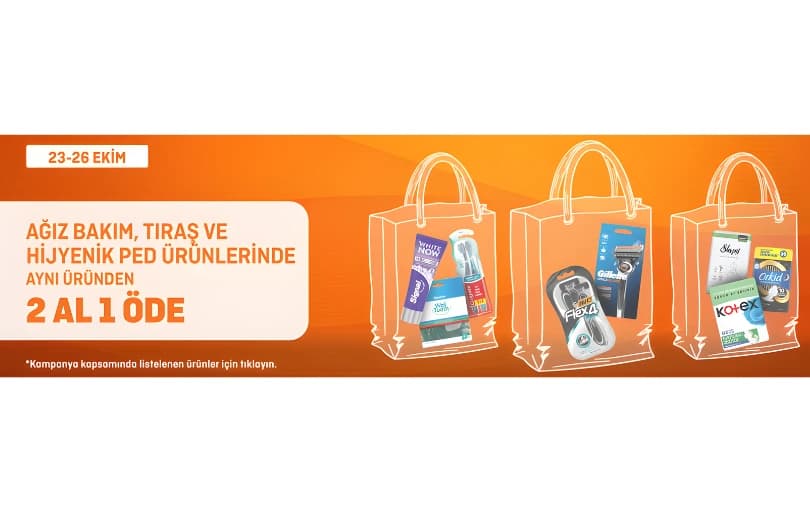 Migros Ağız Bakım,Tıraş ve Hijyenik Ped Ürünlerinde 2 Al 1 Öde!