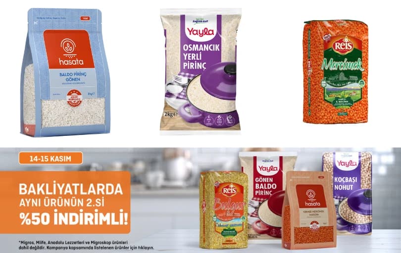 Migros Bakliyatlarda Aynı Ürünün 2.si %50 İndirimli