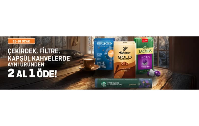 Migros Çekirdek, Filtre, Kapsül Kahvelerde 2 Al 1 Öde