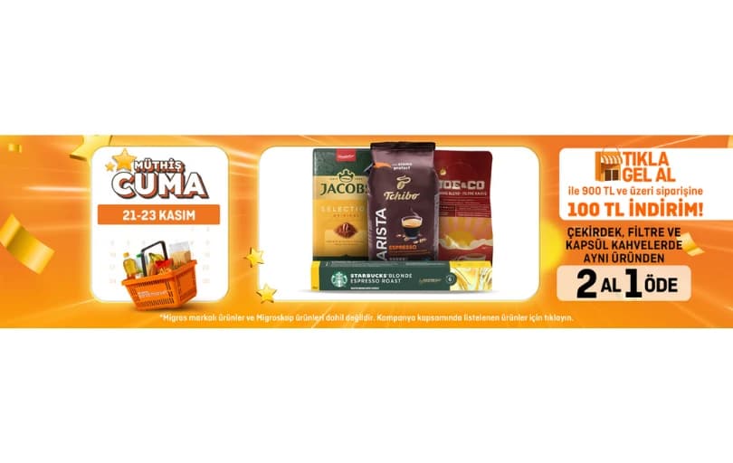 Migros Çekirdek, Filtre ve Kapsül Kahvelerde 2 Al 1 Öde