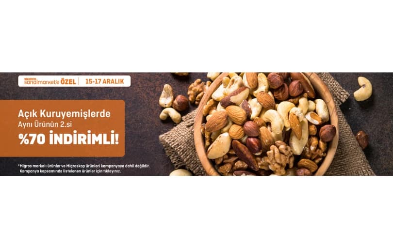 Migros Kuruyemişlerde Aynı Ürünün İkincisi %70 İndirimli