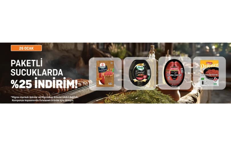 Migros Paketli Sucuklarda %25 İndirim