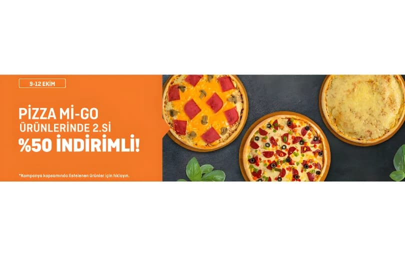 Migros Pizza Mi-Go ürünlerinde 2. ürüne %50 indirim fırsatı!