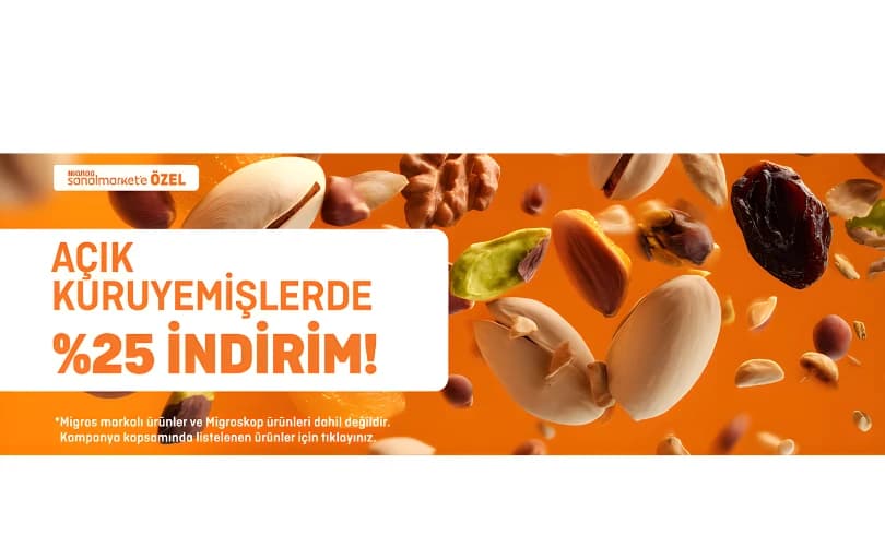 Migros Sanal Market – Seçili Açık Kuruyemişlerde %25 İndirim!