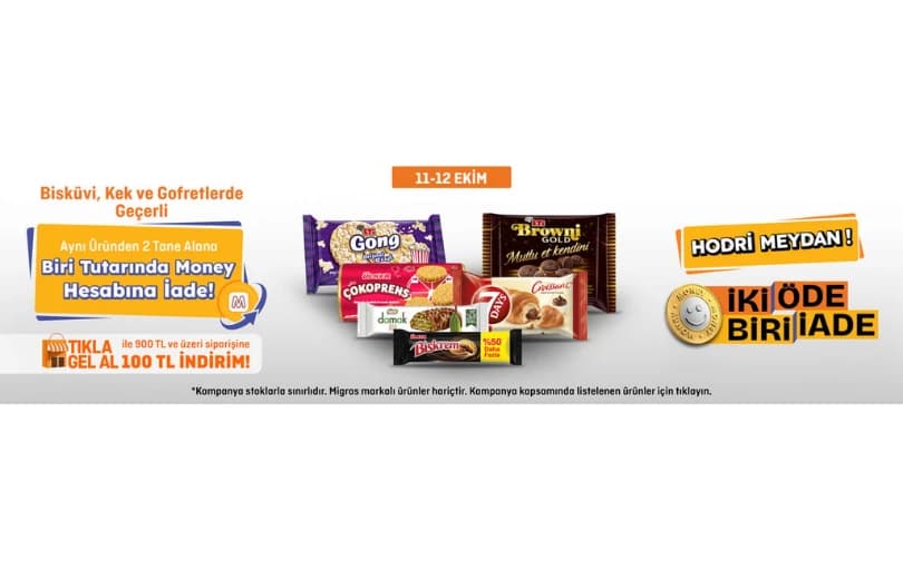 Migros Sanal Market'te Bi̇sküvi̇, Kek ve Gofretlerde 2 Al 1 Öde