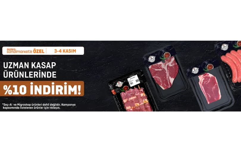Migros Sanal Market – Uzman Kasap Ürünlerinde %10 İndirim (3-4 Kasım)