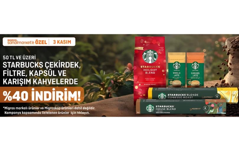 Migros’ta Starbucks Kahvelerinde %40 Sepette İndirim !