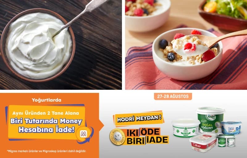 Migros'ta Yoğurtlarda 2 Al 1 Biri İade