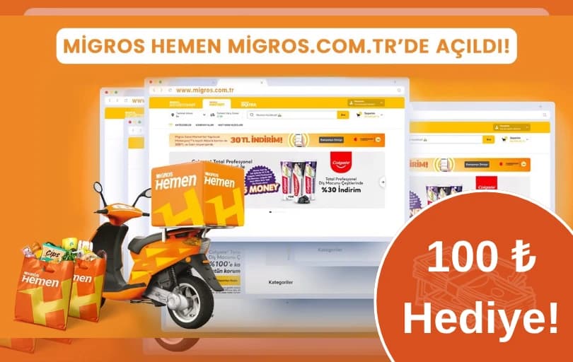 Migrosa Kayıt Ol, İlk Siparişinden Sonra 100 TL Kazan