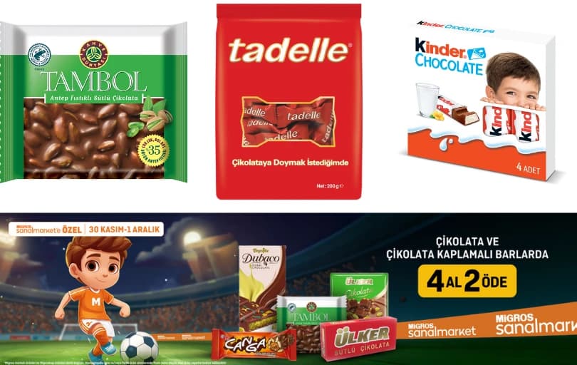 Migrosta Çikolatalarda 4 Al 2 Öde