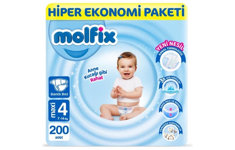 Molfix Bebek Bezi 4 Beden Maxi Hiper Ekonomi Paketi 200 Adet 683 TL