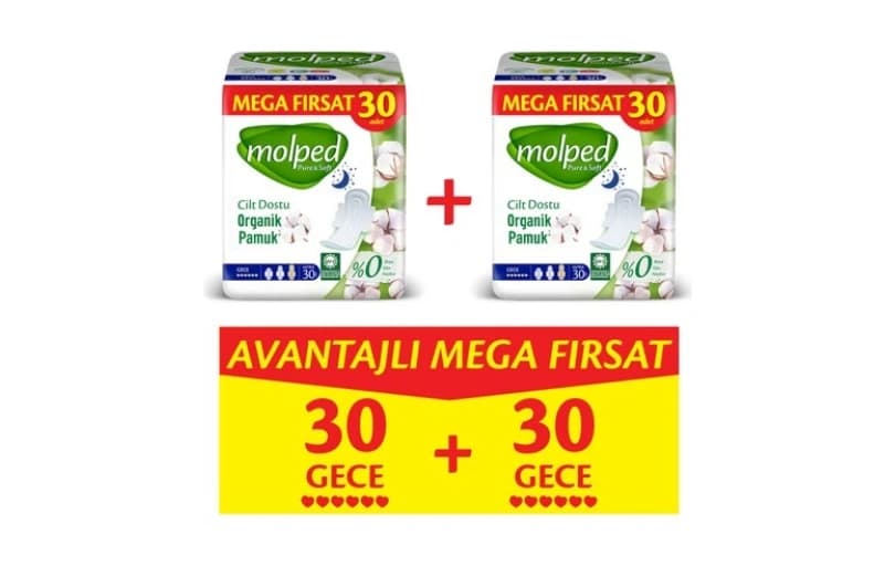 Molped Pure&Soft Gece Avantajlı Mega Fırsat Paketi 60 Adet 473₺ (4 Adet Alımda 199₺)