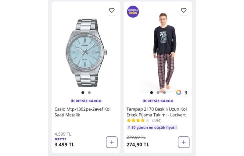 n11 Gece Fırsatları Aktif -Casio Saat 200 TL kupon ile 3299 TL -Tampap Pijama Takımı 274,90 TL